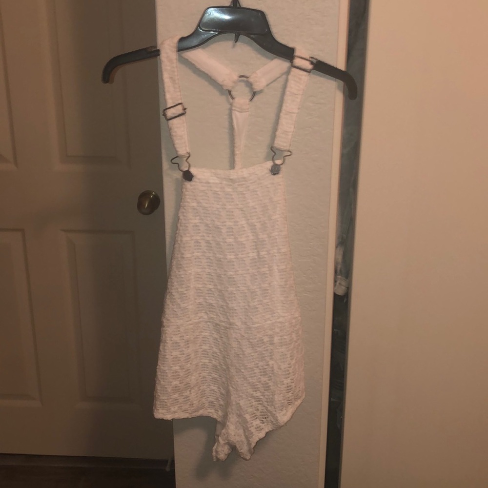 White overalls shorts beachy